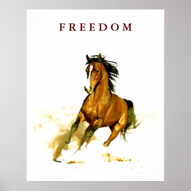 Poster av Motivational Freedom Running Horse (Framsidan)