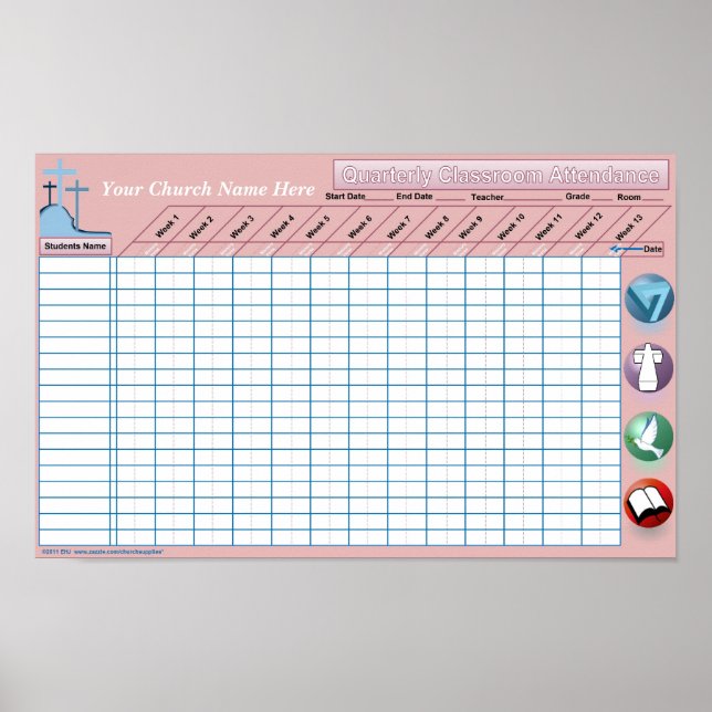 Poster av närvarovägg för klassrum (Framsidan)