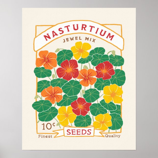 Poster av Nasturtium Flower Seed Packet (Framsidan)