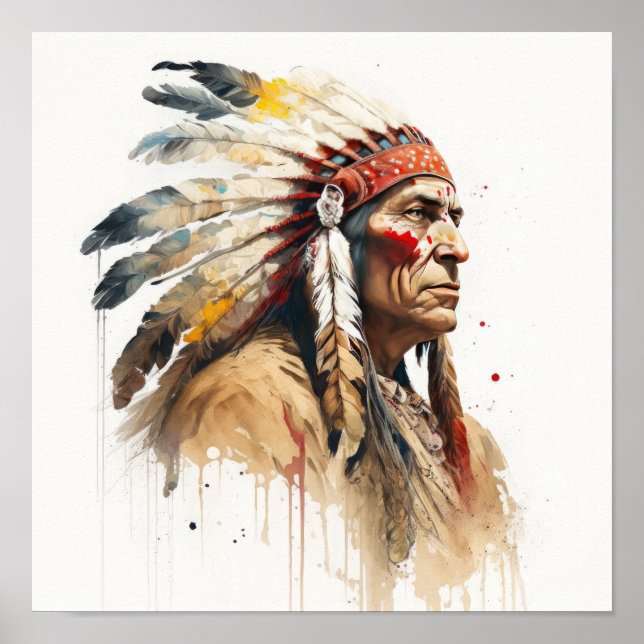 Poster av Native American Chief Art Print (Framsidan)