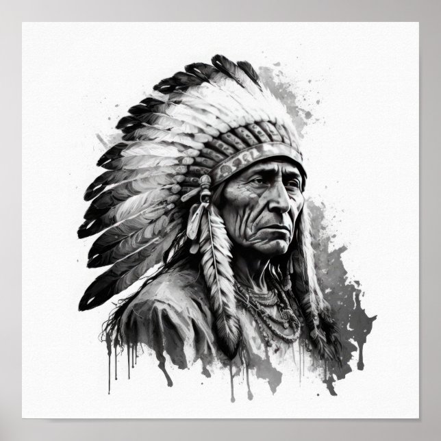 Poster av Native American Chief Art Print (Framsidan)
