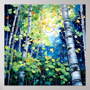 Poster av nattskog i landskapshem