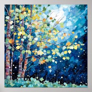 Poster av nattskog i landskapshem