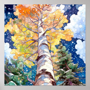 Poster av nattskog i landskapshem