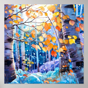 Poster av nattskog i landskapshem