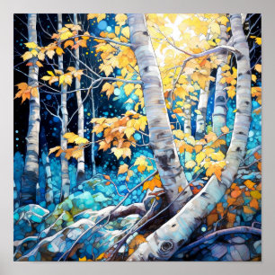 Poster av nattskog i landskapshem