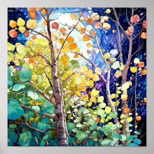 Poster av nattskog i landskapshem