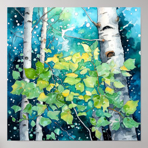 Poster av nattskog i landskapshem