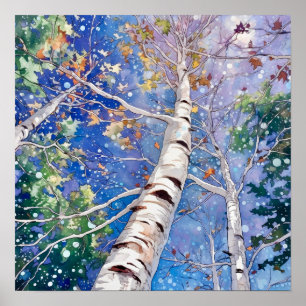 Poster av nattskog i landskapshem