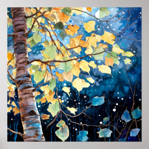 Poster av nattskog i landskapshem