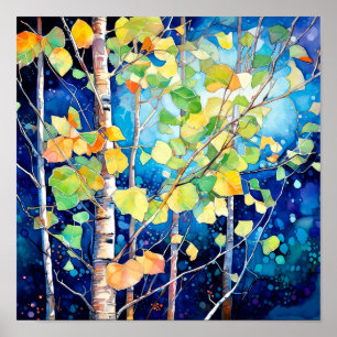 Poster av nattskog i landskapshem