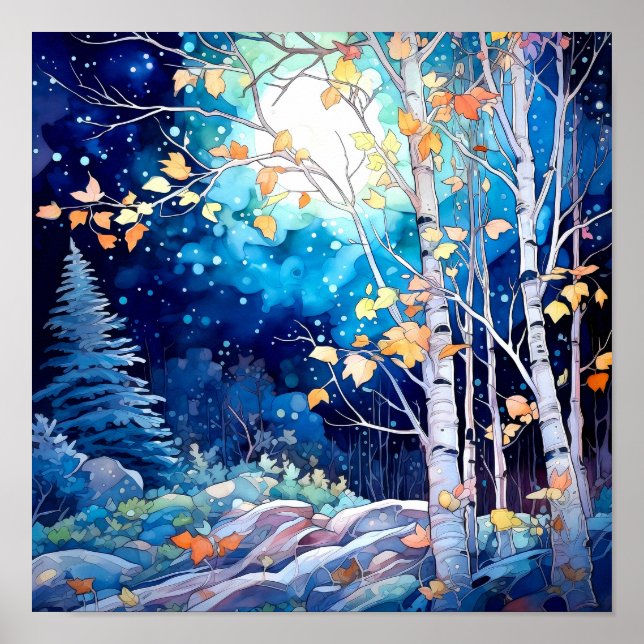 Poster av nattskog i landskapshem (Framsidan)