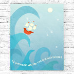Poster av Nautical Sailing Shakespeare-offert<br><div class="desc">Till opaterat vatten,  omdöpt till stränder. Shakespeare. En frakt sitter ovanpå en havsvåg under himlar av stjärnor. Perfekt för sjömän,  resenärer och äventyrare överallt.</div>