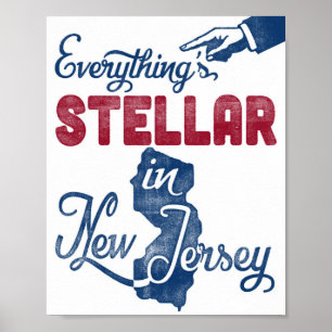 Poster av New jersey Rött vitt blått utskrift