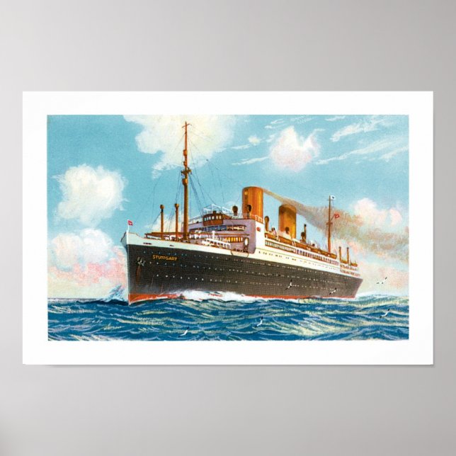 Poster av nordtysk Lloyd's Stuttgart (Framsidan)