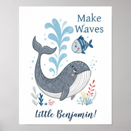 Poster av oädel Doodle Whale Nursery Wall Art