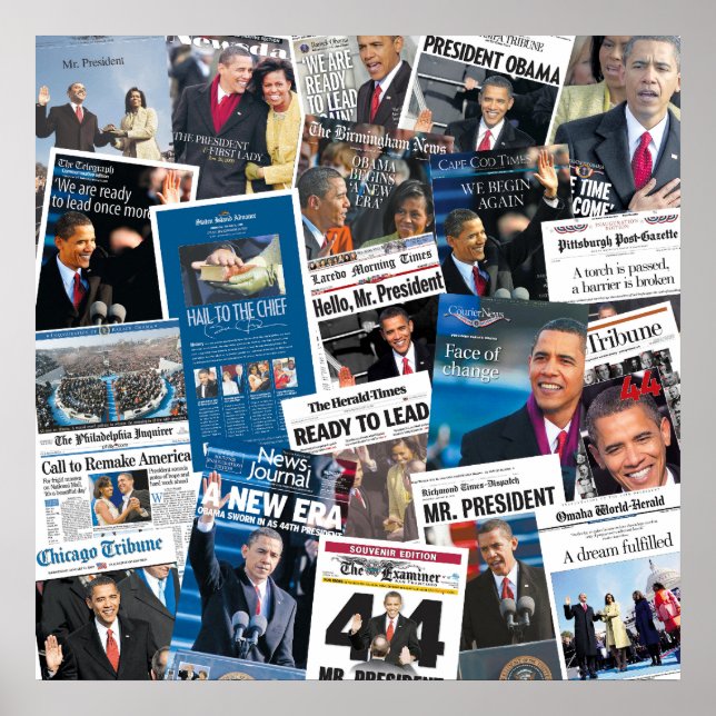 Poster av Obama Inauguration Newspaper (Framsidan)