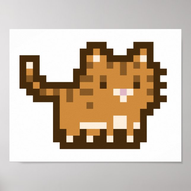 Poster av orange Cat Pixel Art Wide (Framsidan)