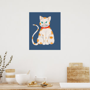 Poster av orange och vit katt