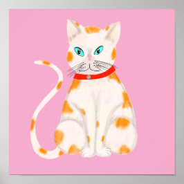 Poster av orange och vit katt