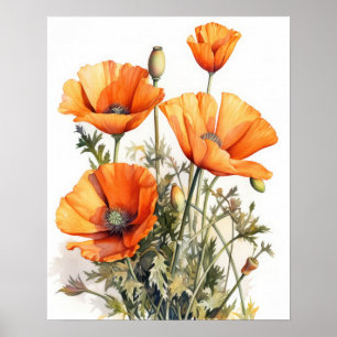 Poster av orange Poppy Flowers Art Print