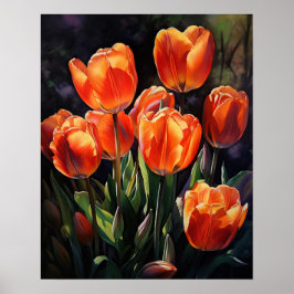 Poster av orange Tulip Flowers Art Print