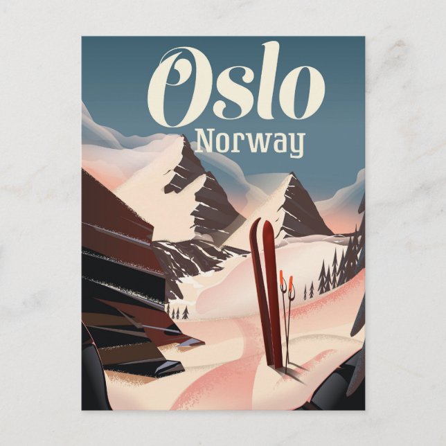 Poster av Oslo Norge-resskidor Helg Vykort (Framsida)