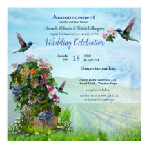 Poster av päron, honungssucklar och Hummingbird