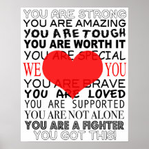 Poster av patienter med inspirationscancer