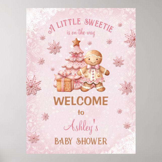 Poster av pepparkaksgubbe Girl Baby Shower (Framsidan)