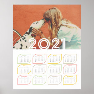 Poster av personlig 2021-kalender   Modern Löv