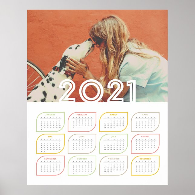 Poster av personlig 2021-kalender | Modern Löv (Framsidan)