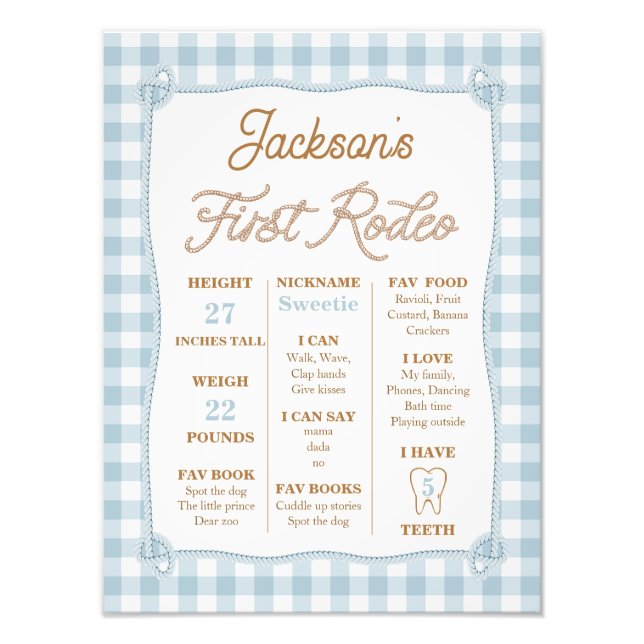 Poster av Play Blue First Rodeo Milestone Birthday (Framsidan)