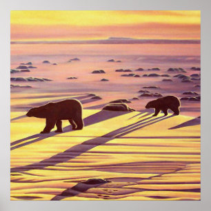 Poster av polar Bear-färgutskrifter Parslitsmönste