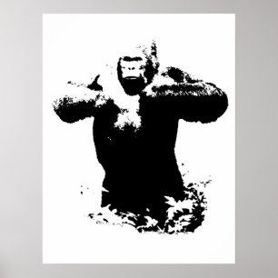 Poster av pop Art Gorilla Beating Chest