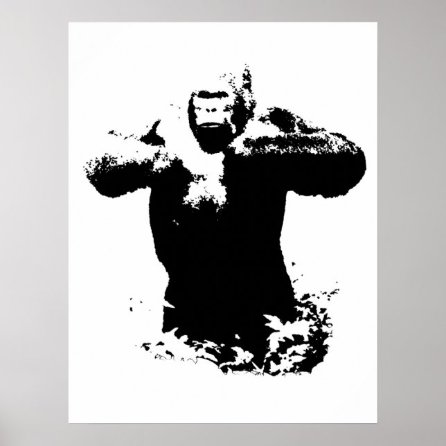 Poster av pop Art Gorilla Beating Chest (Framsidan)