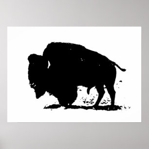 Poster av popkonst Buffalo Bison Silhouette