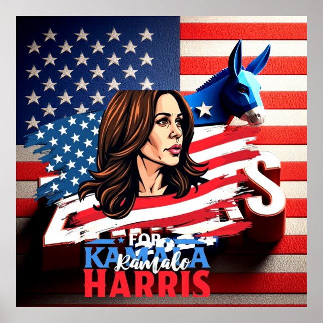 Poster av presidentvalet HARRIS WALZ 2024 (Framsidan)