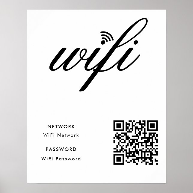 Poster av QR-kod för WiFi-nätverk med anpassningsb (Framsidan)
