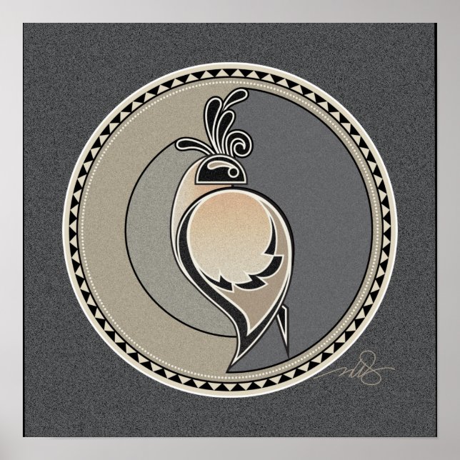 Poster av Quail grått-bakgrund (Framsidan)