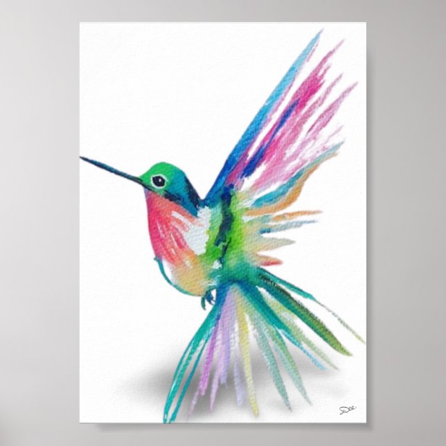 Poster av Rainbow Hummingbird Premium Canvas (5x7) (Framsidan)
