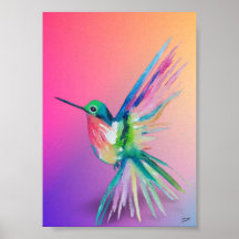 Poster av Rainbow Hummingbird Premium Canvas (5x7)