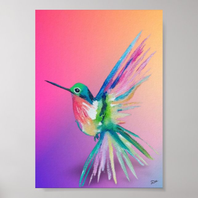 Poster av Rainbow Hummingbird Premium Canvas (5x7) (Framsidan)