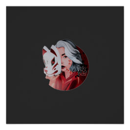 Poster av Red and Black Mujina Illustration Glossy Perfect Poster