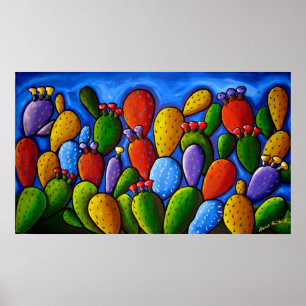 Poster av regnbåge, prickly Pear Cactus Art