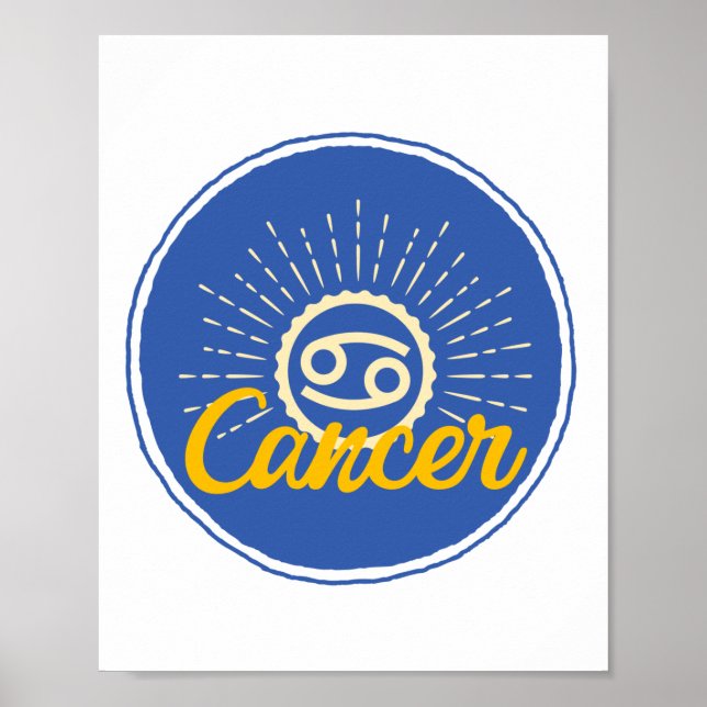Poster av Retro Cancer Zodiac-signeringsbricka (Framsidan)