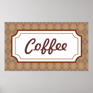 Poster av Retro Kökets Middag Kaffets skyltsida