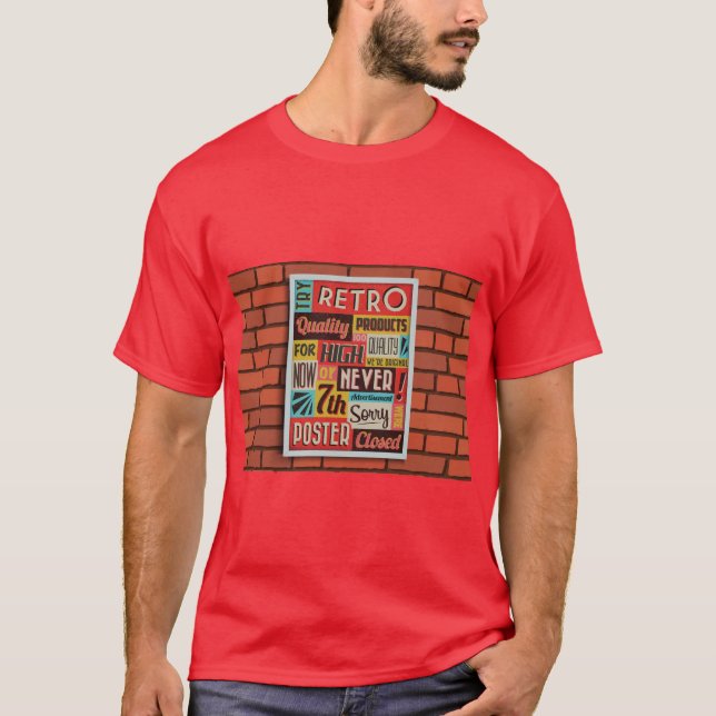 Poster av Retro-tegelvägg T Shirt (Framsida)