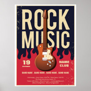 Poster av rock musik-festival - Guitar & Flames De