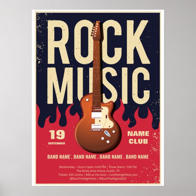 Poster av rock musik-festival - Guitar & Flames De (Framsidan)
